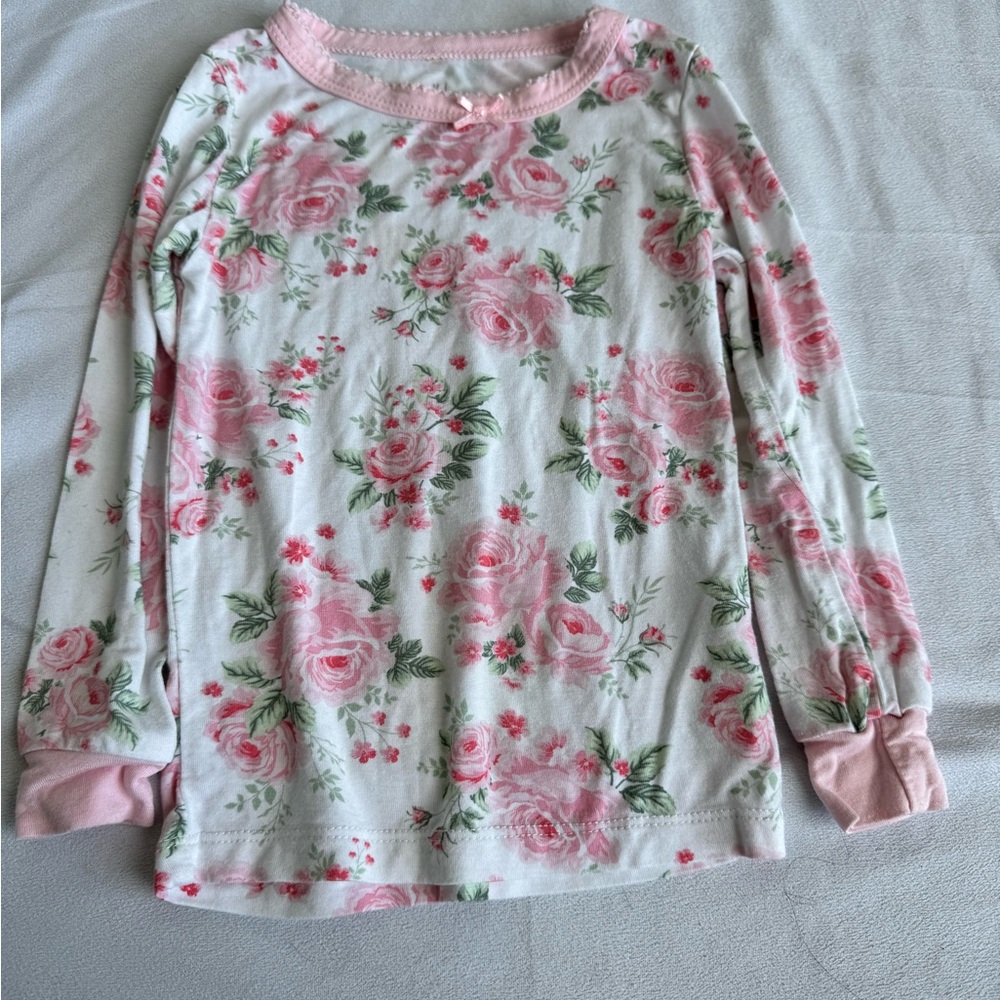 Milkberry Baby Girl Pajama Top 18 months Bamboo Floral‎ Long Sleeve Pink